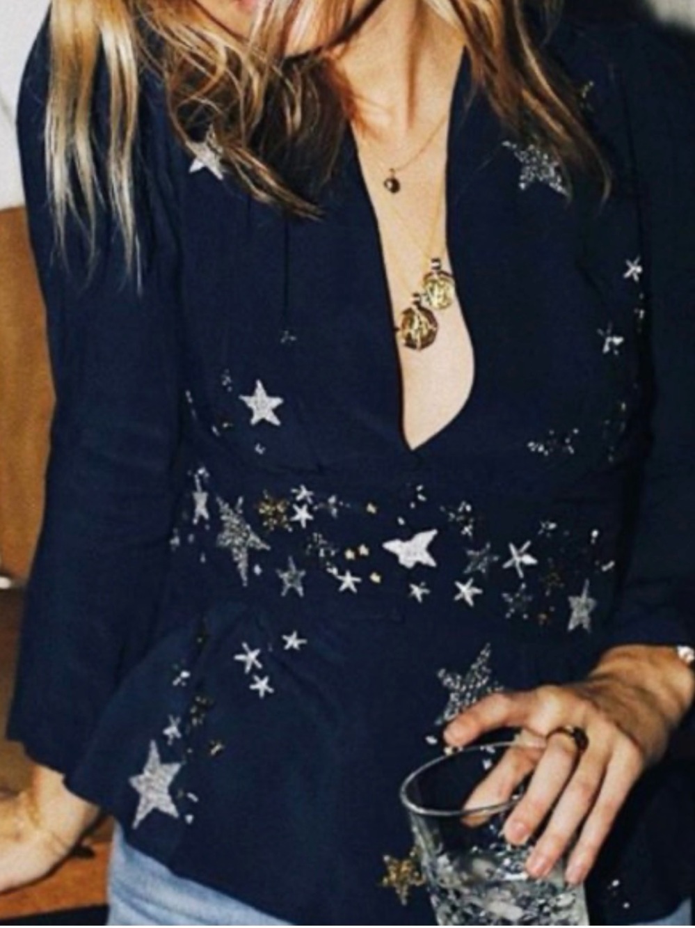 ✨ RIXO London Pandora Star Embellished Silk/Viscose Blouse - XS ✨
